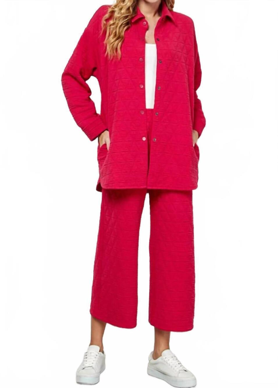 NEW SEE AND BE SEEN women's quinn quilted set in barbie pink